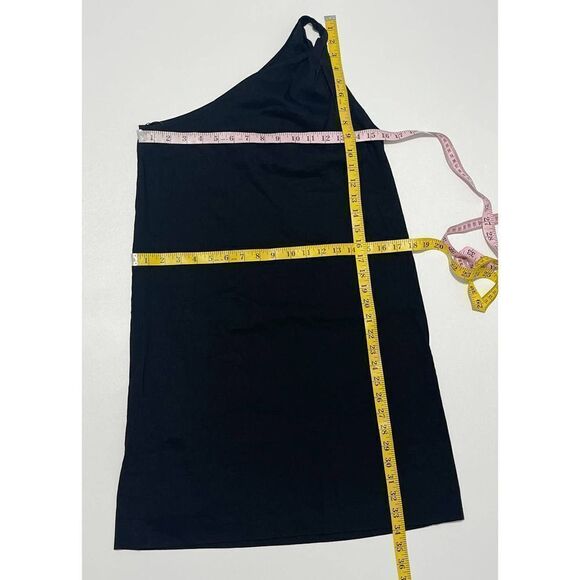 Theory Melly Linen Blend One‎ Shoulder Ruched Cocktail Mini Dress Black Size 4 - Picture 6 of 13